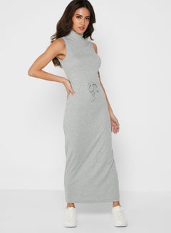 Buy High Neck Bodycon Dress Grey in UAE