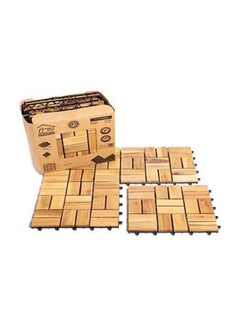 اشتري 12-Piece Wood Flooring Tiles Light Brown 30x30x2سم في السعودية