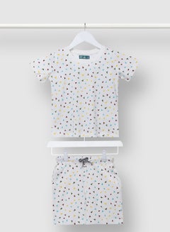 Buy Boys Printed Comfortable Casual T-Shirt And Shorts Set White / Light Blue in Saudi Arabia