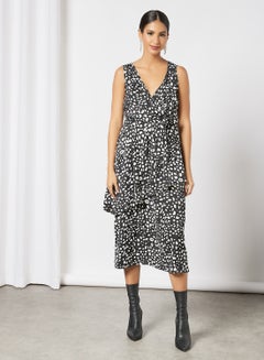 Buy Animal Print Midi Dress Black in UAE