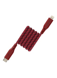 اشتري Apple MFi Certified Nylon Braided USB-C To Lightning Data Sync And Charging Cable 1.2m أحمر في الامارات