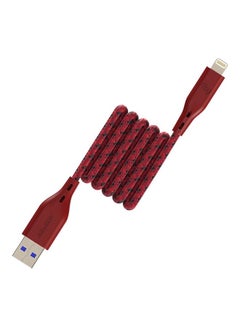 اشتري Apple MFi Certified Nylon Braided USB-A To Lightning Data Sync And Charging Cable 1.2m أحمر في الامارات
