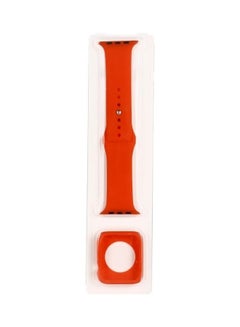 اشتري Silicone Replacement Strap Watchband with Protective Screen Protector Case Set For Apple Watch Series  7/6/SE/5/4 41/40mm Orange في السعودية