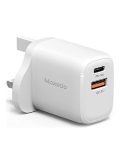 Buy USB C Plug Charger, Moxedo Volton X 20W Dual-Ports PD 3.0 & QC 3.0 Fast Charger Adapter Power Delivery Adapter Wall Charger White in UAE