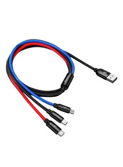 اشتري كابل شحن ومزامنة بيانات USB 3 في 1 30سنتيمتر أسود / أحمر / أزرق في الامارات