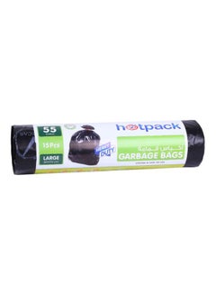 Buy 15-Piece Heavy Duty Garbage Bags Roll Large 55 Gallon Black 80x110cm in Saudi Arabia