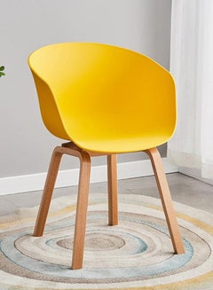 Buy Neo Front Y106D-M Multi Purpose PP Chair Solid Wood Base with a Stylish Look and Comfortable Seat Rest Yellow/Beige 57 x 55 x 83cm in UAE