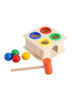 Buy Classic Bright Colourful Grasping Handle Wooden Hammering Ball Game Box For Kids 10x10x10cm in UAE