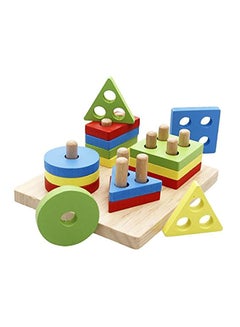 Buy Wooden Educational Multicolour Shape Recognition Stacking Block Set For Baby 6.3x5.31x2.76inch in Saudi Arabia