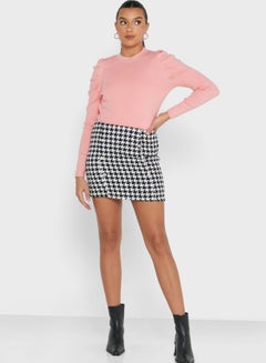 Buy Checkered Print Skirt Black/White in Saudi Arabia