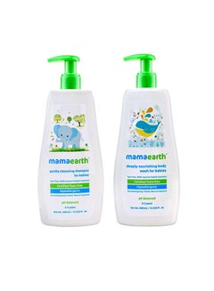 Buy Gentle Cleansing Shampoo And Deeply Nourishing Body Wash Combo For Babies - 2 x 400ml in UAE