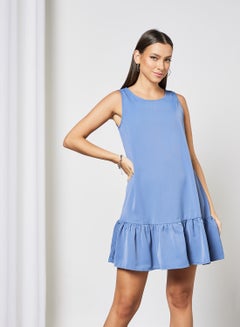 Buy Ruffle Tunic Dress Blue in Saudi Arabia