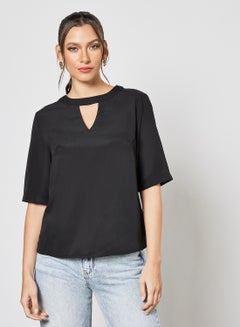 Buy Keyhole Back Blouse Black in Saudi Arabia