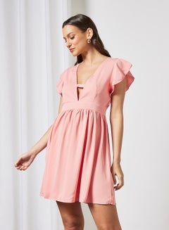 Buy Cap Sleeve Mini Dress Pink in Saudi Arabia