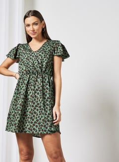 Buy Leopard Print Dress Green in UAE