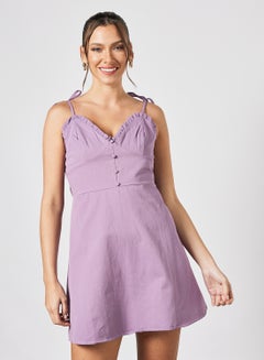 Buy Ruffle Trim Dress Purple in UAE