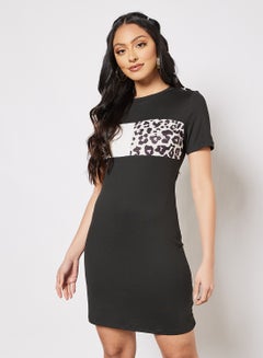 Buy Animal Print Bodycon Dress Black in Saudi Arabia