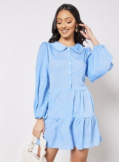 Buy Dotted Mini Dress Blue in Saudi Arabia