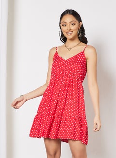 Buy Polka Dot Mini Dress Red in Saudi Arabia