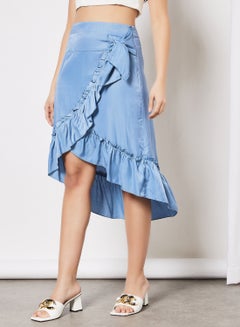 Buy Overlap Hem Skirt Blue in Saudi Arabia