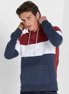 Buy Front Pouch Pocket Detail Hoodie Multicolor in Saudi Arabia