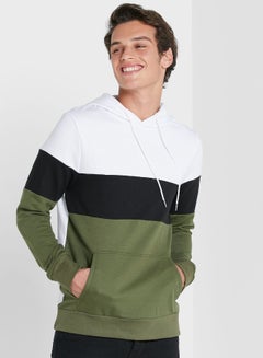 Buy Front Pouch Pocket Detail Hoodie Multicolor in Saudi Arabia