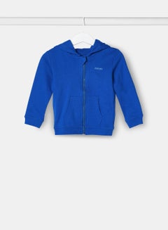 Buy Boys Hooded Neck Sleeve Zip-Through Cobalt Blue in UAE