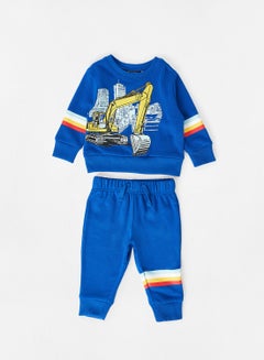 Buy Baby/Kids Graphic Print Sweatshirt And Pants Set Quench Blue in UAE