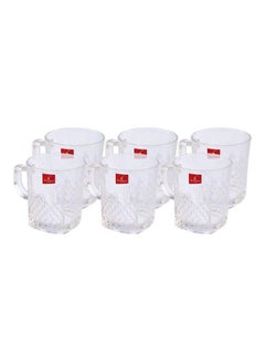 Buy Glass Patterned Tea Mug Set Clear 8X9.5cm in Egypt