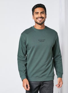 اشتري Embroidered Text Sweatshirt أخضر في الامارات