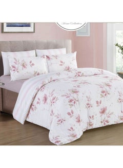 Buy 4-Piece Spring Comforter Set Microfiber Pink/White 160 x 220cm in Saudi Arabia