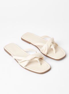 Buy Comfortable Footbed Trendy Flat Sandals Verni Beige in Saudi Arabia