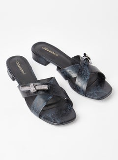 Buy Comfortable Footbed Trendy Low Heeled Sandals Minks Black in Saudi Arabia