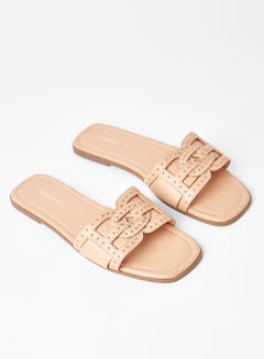 Buy Comfortable Footbed Trendy Flat Sandals Belby Beige in Saudi Arabia