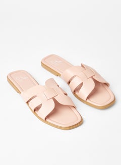 Buy Slip-On Party Wear Flat Sandals Beige in Saudi Arabia