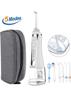 Buy Portable Dental Water Flosser IPX7 Waterproof Cordless Water Dental Flosser White 300ml in UAE