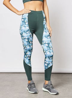 اشتري Printed High-Rise Leggings Green في الامارات