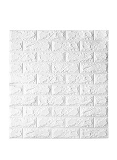 Buy Self-Adhesive PE Foam 3D Brick Pattern Wallpaper White 77x70cm in UAE