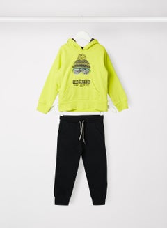 Buy Kids/Teen Graphic Hoodie and Joggers Set Green in UAE