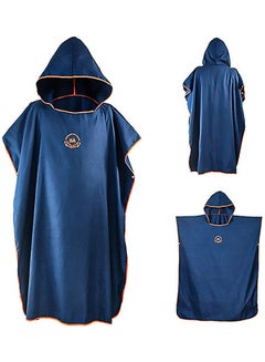 Buy Microfiber Surf Changing Towel Bathrobe Poncho With Hood Navy Blue 110x90cm in Saudi Arabia