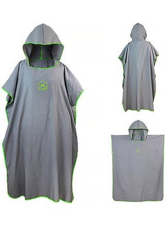 Buy Microfiber Surf Changing Towel Bathrobe Poncho With Hood Grey 110x90cm in Saudi Arabia