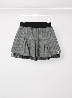 Buy Kids/Teen Knitted Checkered Skirt Black/White in UAE