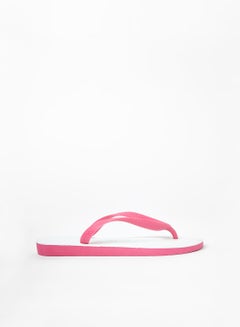 Buy Contrast Strap Flip Flops White/Pink in UAE