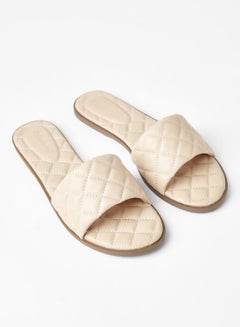 Buy Comfortable Footbed Trendy Flat Sandals Ruse Beige in Saudi Arabia