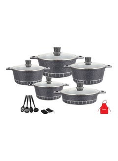 اشتري طقم أدوات طهي من الجرانيت مكون من 17 قطعة يحتوي على 1xcasserole مع غطاء مقاس 20 سم، و1xcasserole مع غطاء، و1xcasserole مع غطاء مقاس 28 سم، و1xcasserole مع غطاء مقاس 32 سم، وكسرولة من الشبال مع غطاء مقاس 28 سم، و7 أدوات طهي بني في الامارات