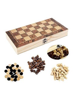 Buy 3-In-1 Foldable Backgammon Checkers Chess Set 2 Players in Saudi Arabia