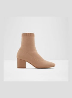 Buy Vovia Textured Ankle Boots Beige in UAE