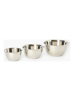 اشتري 3-Piece Premia Stainless Steel Mixing Bowl Set Silver 20cm في الامارات