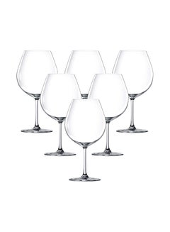 Buy Pack Of 6 Bangkok Bliss Burgundy Wine Glass Clear 750ml in UAE