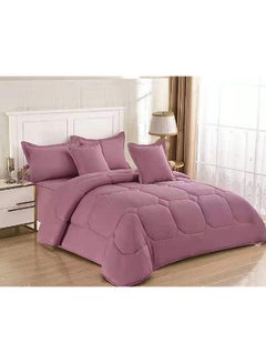 Buy 6-Piece Comforter Set Microfiber Pink 220x240cm in Saudi Arabia